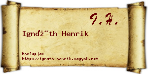 Ignáth Henrik névjegykártya